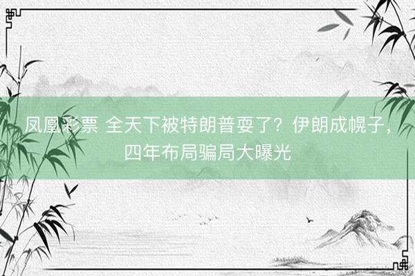 凤凰彩票 全天下被特朗普耍了？伊朗成幌子，四年布局骗局大曝光