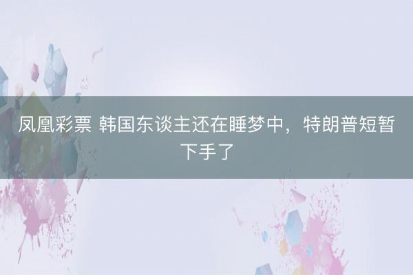 凤凰彩票 韩国东谈主还在睡梦中，特朗普短暂下手了