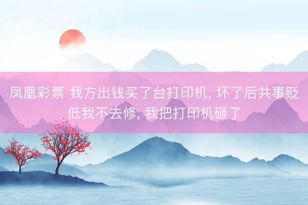 凤凰彩票 我方出钱买了台打印机, 坏了后共事贬低我不去修, 我把打印机砸了
