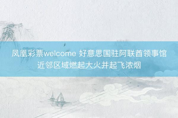 凤凰彩票welcome 好意思国驻阿联酋领事馆近邻区域燃起大火并起飞浓烟