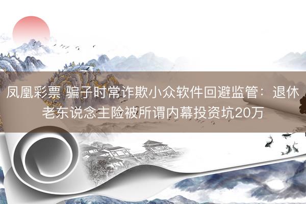 凤凰彩票 骗子时常诈欺小众软件回避监管：退休老东说念主险被所谓内幕投资坑20万