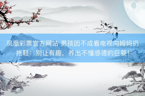 凤凰彩票官方网站 男孩因不成看电视向姆妈扔拖鞋：别让有趣，养出不懂感德的巨婴！