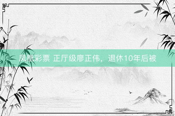 凤凰彩票 正厅级廖正伟，退休10年后被
