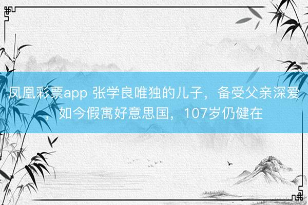 凤凰彩票app 张学良唯独的儿子，备受父亲深爱，如今假寓好意思国，107岁仍健在
