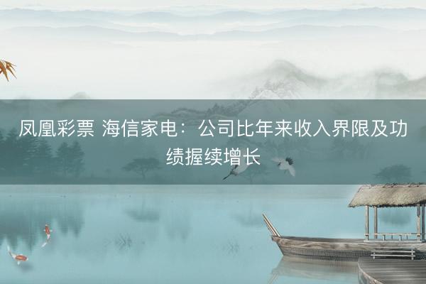 凤凰彩票 海信家电：公司比年来收入界限及功绩握续增长