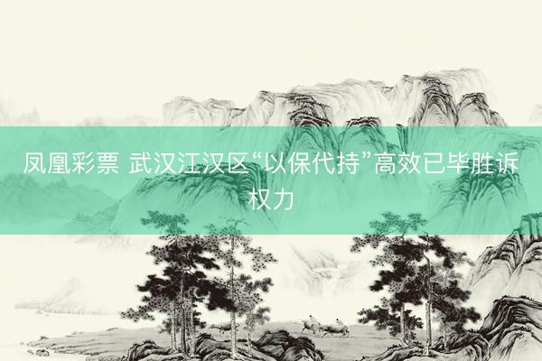 凤凰彩票 武汉江汉区“以保代持”高效已毕胜诉权力
