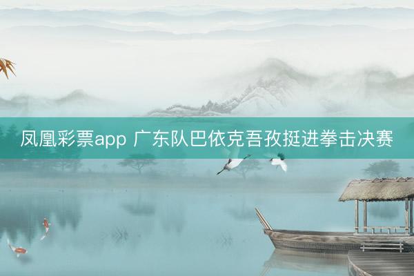 凤凰彩票app 广东队巴依克吾孜挺进拳击决赛