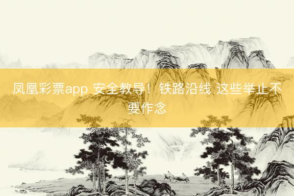 凤凰彩票app 安全教导！铁路沿线 这些举止不要作念