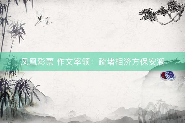 凤凰彩票 作文率领：疏堵相济方保安澜