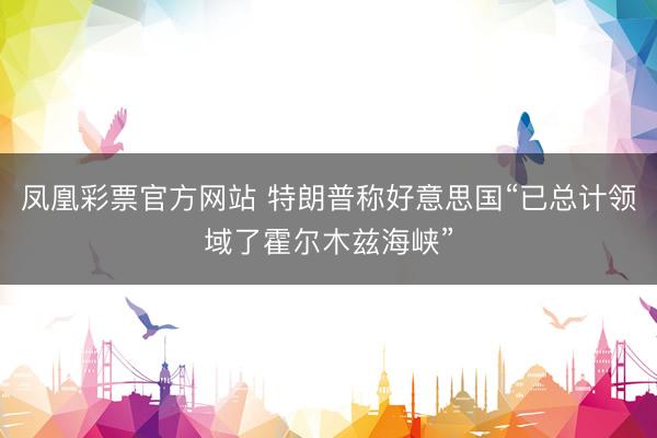 凤凰彩票官方网站 特朗普称好意思国“已总计领域了霍尔木兹海峡”