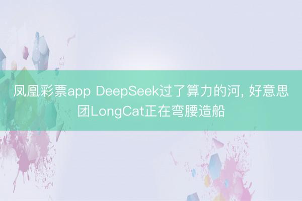 凤凰彩票app DeepSeek过了算力的河, 好意思团LongCat正在弯腰造船